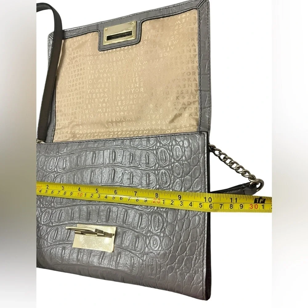 KATE SPADE Harwood Place Fiona Crossbody Soft Taupe Gray Color Croc Leather